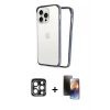 MARSİLYAN™- iPhone 15 Pro Max Kılıf Pusula Asil Koleksiyonu - Siyah 3D Antistatik Mat Seramik Nano Ekran Koruyucu + PVD Metal Kamera Lens - LT
