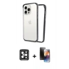 MARSİLYAN™- iPhone 15 Pro Max Kılıf Pusula Asil Koleksiyonu - Siyah 3D Antistatik Mat Seramik Nano Ekran Koruyucu + PVD Metal Kamera Lens - SH