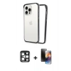 MARSİLYAN™- iPhone 15 Pro Max Kılıf Pusula Asil Koleksiyonu - Siyah 3D Antistatik Mat Seramik Nano Ekran Koruyucu + PVD Metal Kamera Lens - LT