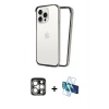 MARSİLYAN™- iPhone 15 Pro Max Kılıf Pusula Asil Koleksiyonu - Siyah 3D Antistatik Seramik Nano Ekran Koruyucu + PVD Metal Kamera Lens - GS