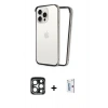 MARSİLYAN™- iPhone 15 Pro Max Kılıf Pusula Asil Koleksiyonu - Siyah Bilvis 0.18mm Plus Cam Ekran Koruyucu + PVD Metal Kamera Lens - LT