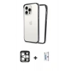 MARSİLYAN™- iPhone 15 Pro Max Kılıf Pusula Asil Koleksiyonu - Siyah Bilvis 0.18mm Plus Cam Ekran Koruyucu + PVD Metal Kamera Lens - GS