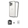 MARSİLYAN™- iPhone 15 Pro Max Kılıf Pusula Asil Koleksiyonu - Siyah Bilvis 0.18mm Plus Cam Ekran Koruyucu + PVD Metal Kamera Lens - TU