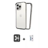 MARSİLYAN™- iPhone 15 Pro Max Kılıf Pusula Asil Koleksiyonu - Siyah Bilvis 0.18mm Plus Cam Ekran Koruyucu + PVD Metal Kamera Lens - GI