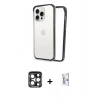 MARSİLYAN™- iPhone 15 Pro Max Kılıf Pusula Asil Koleksiyonu - Siyah Bilvis 0.18mm Plus Cam Ekran Koruyucu + PVD Metal Kamera Lens - LT