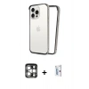 MARSİLYAN™- iPhone 15 Pro Max Kılıf Pusula Asil Koleksiyonu - Siyah Bilvis 0.18mm Plus Cam Ekran Koruyucu + PVD Metal Kamera Lens - GS