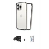 MARSİLYAN™- iPhone 15 Pro Max Kılıf Pusula Asil Koleksiyonu - Siyah Bilvis 0.18mm Plus Cam Ekran Koruyucu + Raze Metal Kamera Lens - GS