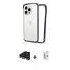 MARSİLYAN™- iPhone 15 Pro Max Kılıf Pusula Asil Koleksiyonu - Siyah Bilvis 0.18mm Plus Cam Ekran Koruyucu + Lacivert Raze Metal Kamera Lens