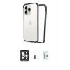 MARSİLYAN™- iPhone 15 Pro Max Kılıf Pusula Asil Koleksiyonu - Siyah Bilvis 0.18mm Plus Cam Ekran Koruyucu + PVD Metal Kamera Lens - GI