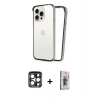 MARSİLYAN™- iPhone 15 Pro Max Kılıf Pusula Asil Koleksiyonu - Siyah Bilvis 3D Cam Ekran Koruyucu + PVD Metal Kamera Lens - LT