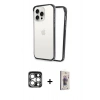 MARSİLYAN™- iPhone 15 Pro Max Kılıf Pusula Asil Koleksiyonu - Siyah Bilvis 3D Cam Ekran Koruyucu + PVD Metal Kamera Lens - GS