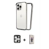 MARSİLYAN™- iPhone 15 Pro Max Kılıf Pusula Asil Koleksiyonu - Siyah Bilvis 3D Cam Ekran Koruyucu + PVD Metal Kamera Lens - GS