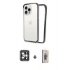 MARSİLYAN™- iPhone 15 Pro Max Kılıf Pusula Asil Koleksiyonu - Siyah Bilvis 3D Cam Ekran Koruyucu + PVD Metal Kamera Lens - GI