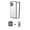 MARSİLYAN™- iPhone 15 Pro Max Kılıf Pusula Asil Koleksiyonu - Siyah Bilvis 3D Cam Ekran Koruyucu + PVD Metal Kamera Lens - SH
