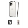 MARSİLYAN™- iPhone 15 Pro Max Kılıf Pusula Asil Koleksiyonu - Siyah Bilvis 3D Cam Ekran Koruyucu + PVD Metal Kamera Lens - SH