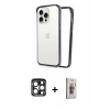 MARSİLYAN™- iPhone 15 Pro Max Kılıf Pusula Asil Koleksiyonu - Siyah Bilvis 3D Cam Ekran Koruyucu + PVD Metal Kamera Lens - LT