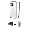 MARSİLYAN™- iPhone 15 Pro Max Kılıf Pusula Asil Koleksiyonu - Siyah Bilvis 3D Cam Ekran Koruyucu + Raze Metal Kamera Lens - GS