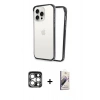 MARSİLYAN™- iPhone 15 Pro Max Kılıf Pusula Asil Koleksiyonu - Siyah Bilvis 3D Mat Cam Ekran Koruyucu + PVD Metal Kamera Lens - GS