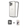 MARSİLYAN™- iPhone 15 Pro Max Kılıf Pusula Asil Koleksiyonu - Siyah Bilvis 3D Mat Cam Ekran Koruyucu + PVD Metal Kamera Lens - GI