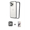 MARSİLYAN™- iPhone 15 Pro Max Kılıf Pusula Asil Koleksiyonu - Siyah Bilvis 3D Mat Cam Ekran Koruyucu + PVD Metal Kamera Lens - GI