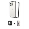 MARSİLYAN™- iPhone 15 Pro Max Kılıf Pusula Asil Koleksiyonu - Siyah Bilvis 3D Mat Cam Ekran Koruyucu + Siyah PVD Metal Kamera Lens