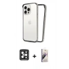 MARSİLYAN™- iPhone 15 Pro Max Kılıf Pusula Asil Koleksiyonu - Siyah Bilvis 3D Mat Cam Ekran Koruyucu + Siyah PVD Metal Kamera Lens