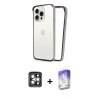 MARSİLYAN™- iPhone 15 Pro Max Kılıf Pusula Asil Koleksiyonu - Siyah Bilvis 5in1 3D Magic Cam Ekran Koruyucu + PVD Metal Kamera Lens - GI