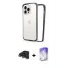 MARSİLYAN™- iPhone 15 Pro Max Kılıf Pusula Asil Koleksiyonu - Siyah Bilvis 5in1 3D Magic Cam Ekran Koruyucu + Raze Metal Kamera Lens - TMGI