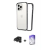 MARSİLYAN™- iPhone 15 Pro Max Kılıf Pusula Asil Koleksiyonu - Siyah Bilvis 5in1 3D Magic Cam Ekran Koruyucu + Gümüş Raze Metal Kamera Lens