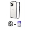 MARSİLYAN™- iPhone 15 Pro Max Kılıf Pusula Asil Koleksiyonu - Siyah Bilvis 5in1 3D Magic Cam Ekran Koruyucu + PVD Metal Kamera Lens - LT
