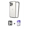 MARSİLYAN™- iPhone 15 Pro Max Kılıf Pusula Asil Koleksiyonu - Siyah Bilvis 5in1 3D Magic Cam Ekran Koruyucu + PVD Metal Kamera Lens - GS