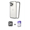 MARSİLYAN™- iPhone 15 Pro Max Kılıf Pusula Asil Koleksiyonu - Siyah Bilvis 5in1 3D Magic Cam Ekran Koruyucu + PVD Metal Kamera Lens - SH