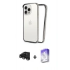 MARSİLYAN™- iPhone 15 Pro Max Kılıf Pusula Asil Koleksiyonu - Siyah Bilvis 5in1 3D Magic Cam Ekran Koruyucu + Raze Metal Kamera Lens - SH