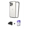 MARSİLYAN™- iPhone 15 Pro Max Kılıf Pusula Asil Koleksiyonu - Siyah Bilvis 5in1 3D Magic Cam Ekran Koruyucu + Raze Metal Kamera Lens - TMGI