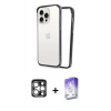 MARSİLYAN™- iPhone 15 Pro Max Kılıf Pusula Asil Koleksiyonu - Siyah Bilvis 5in1 3D Magic Cam Ekran Koruyucu + PVD Metal Kamera Lens - GS
