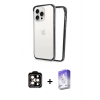 MARSİLYAN™- iPhone 15 Pro Max Kılıf Pusula Asil Koleksiyonu - Siyah Bilvis 5in1 3D Magic Cam Ekran Koruyucu + PVD Metal Kamera Lens - TU