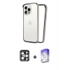 MARSİLYAN™- iPhone 15 Pro Max Kılıf Pusula Asil Koleksiyonu - Siyah Bilvis 5in1 3D Magic Cam Ekran Koruyucu + PVD Metal Kamera Lens - LT