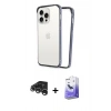 MARSİLYAN™- iPhone 15 Pro Max Kılıf Pusula Asil Koleksiyonu - Siyah Bilvis 5in1 5D Magic Hayalet Cam Ekran Koruyucu + Gümüş Raze Metal Kamera Lens