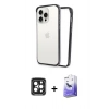 MARSİLYAN™- iPhone 15 Pro Max Kılıf Pusula Asil Koleksiyonu - Siyah Bilvis 5in1 5D Magic Hayalet Cam Ekran Koruyucu + PVD Metal Kamera Lens - SH
