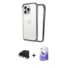 MARSİLYAN™- iPhone 15 Pro Max Kılıf Pusula Asil Koleksiyonu - Siyah Bilvis 5in1 5D Magic Hayalet Cam Ekran Koruyucu + Raze Metal Kamera Lens - SH