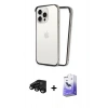 MARSİLYAN™- iPhone 15 Pro Max Kılıf Pusula Asil Koleksiyonu - Siyah Bilvis 5in1 5D Magic Hayalet Cam Ekran Koruyucu + Raze Metal Kamera Lens - SH