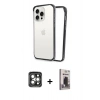 MARSİLYAN™- iPhone 15 Pro Max Kılıf Pusula Asil Koleksiyonu - Siyah Bilvis Hayalet Cam Ekran Koruyucu + PVD Metal Kamera Lens - GI