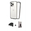 MARSİLYAN™- iPhone 15 Pro Max Kılıf Pusula Asil Koleksiyonu - Siyah Bilvis Hayalet Cam Ekran Koruyucu + Raze Metal Kamera Lens - GS