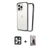 MARSİLYAN™- iPhone 15 Pro Max Kılıf Pusula Asil Koleksiyonu - Siyah Bilvis Hayalet Cam Ekran Koruyucu + PVD Metal Kamera Lens - LT