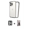 MARSİLYAN™- iPhone 15 Pro Max Kılıf Pusula Asil Koleksiyonu - Siyah Bilvis Hayalet Cam Ekran Koruyucu + PVD Metal Kamera Lens - LT