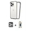MARSİLYAN™- iPhone 15 Pro Max Kılıf Pusula Asil Koleksiyonu - Siyah Bilvis Hayalet Cam Ekran Koruyucu + PVD Metal Kamera Lens - LT