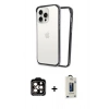 MARSİLYAN™- iPhone 15 Pro Max Kılıf Pusula Asil Koleksiyonu - Siyah Bilvis Hayalet Cam Ekran Koruyucu + PVD Metal Kamera Lens - TU
