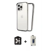 MARSİLYAN™- iPhone 15 Pro Max Kılıf Pusula Asil Koleksiyonu - Siyah Bilvis Hayalet Cam Ekran Koruyucu + PVD Metal Kamera Lens - TU