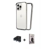 MARSİLYAN™- iPhone 15 Pro Max Kılıf Pusula Asil Koleksiyonu - Siyah Bilvis Hayalet Cam Ekran Koruyucu + Raze Metal Kamera Lens - LT