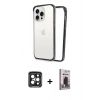 MARSİLYAN™- iPhone 15 Pro Max Kılıf Pusula Asil Koleksiyonu - Siyah Bilvis Hayalet Cam Ekran Koruyucu + PVD Metal Kamera Lens - SH